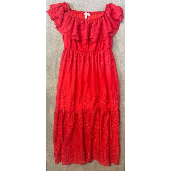 Sofia Vergara Red Off-the-Shoulder Maxi Dress – Women’s Size Large, Stretchy - Picture 1 of 4